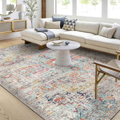 Olivia Traditional Teal/Beige Area Rug