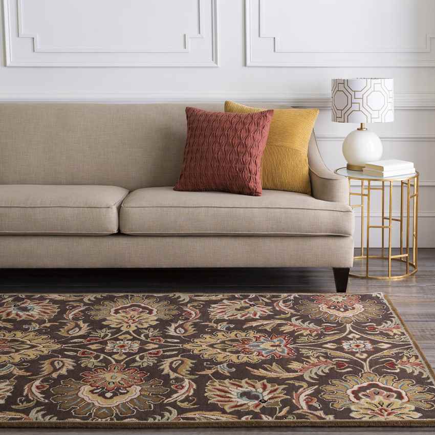 Lyon Traditional Dark Brown Area Rug