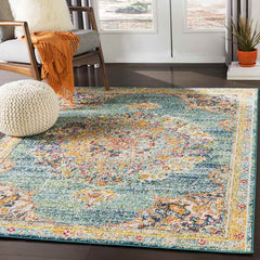 Puteaux Traditional Teal Area Rug