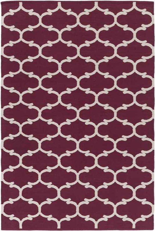 Zeumeren Modern Dark Purple/Ivory Area Rug