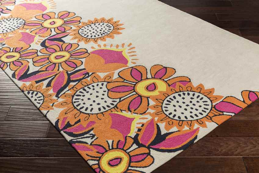 Senoia Modern Ivory/Bright Orange Area Rug