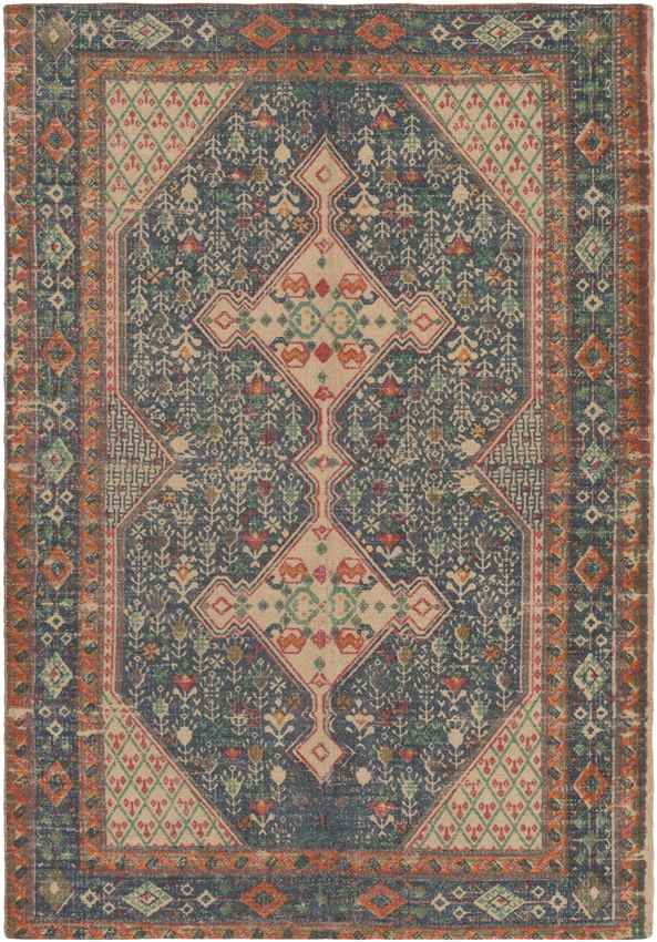 Shafter Traditional Khaki/Dark Blue/Orange Area Rug