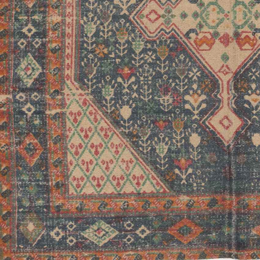 Shafter Traditional Khaki/Dark Blue/Orange Area Rug