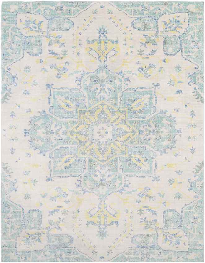 Wokingham Traditional Aqua/Bright Yellow Area Rug