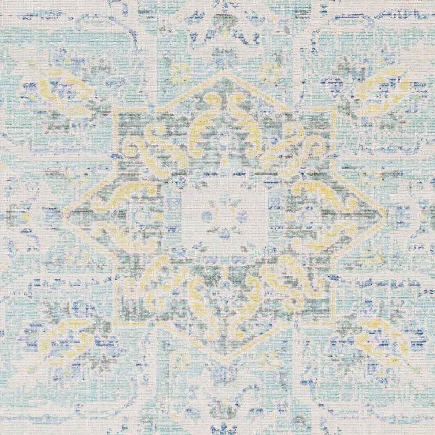 Wokingham Traditional Aqua/Bright Yellow Area Rug