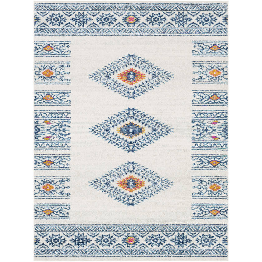 Ajax Rustic Dark Blue/Sky Blue Area Rug
