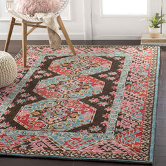 Fifine Traditional Bright Pink Area Rug