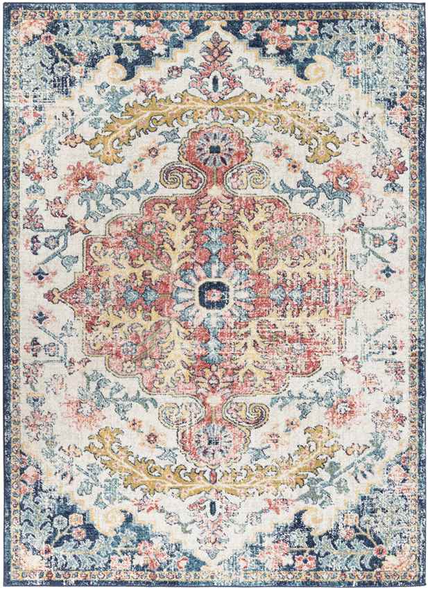 Gimel Traditional Sky Blue/Garnet Area Rug