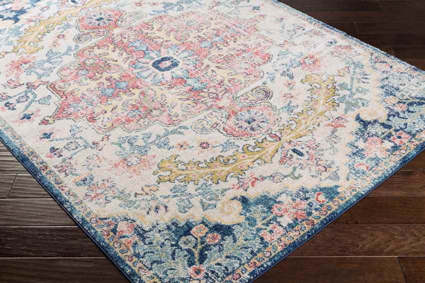 Gimel Traditional Sky Blue/Garnet Area Rug