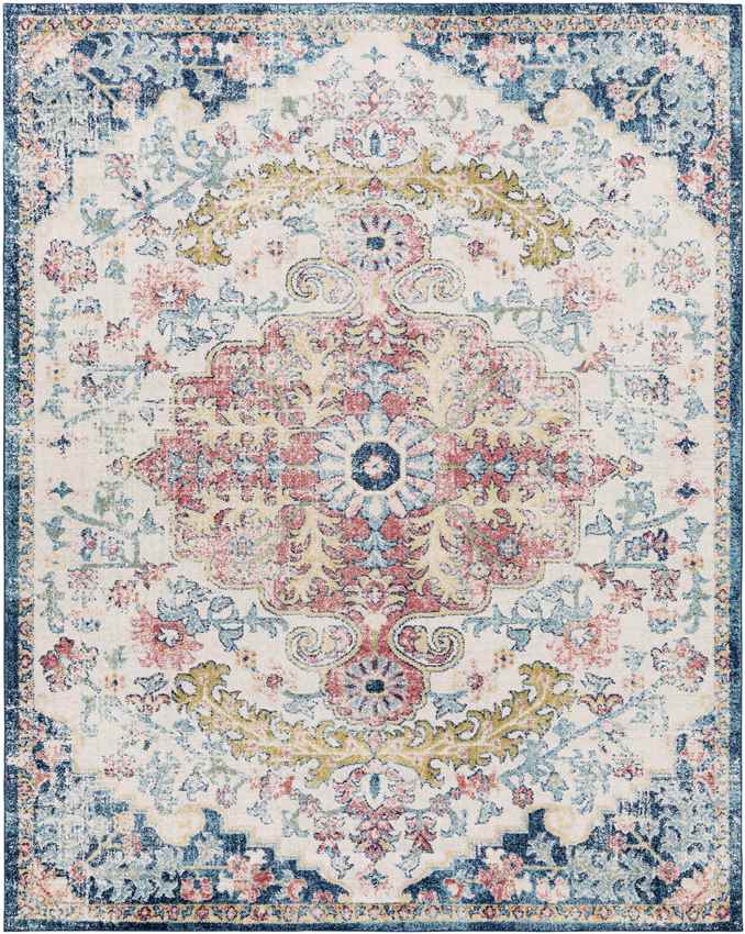 Gimel Traditional Sky Blue/Garnet Area Rug