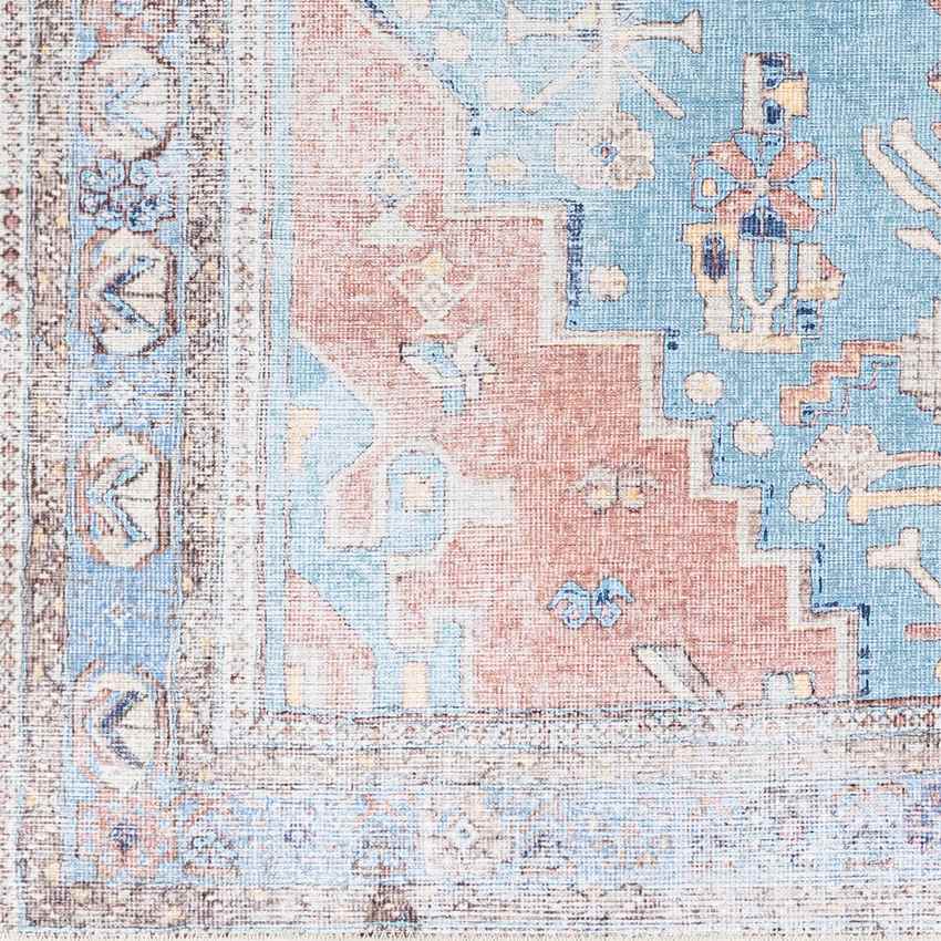Laren Traditional Aqua Washable Area Rug
