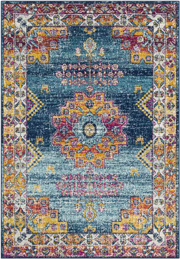Halfmijl Traditional Navy Area Rug