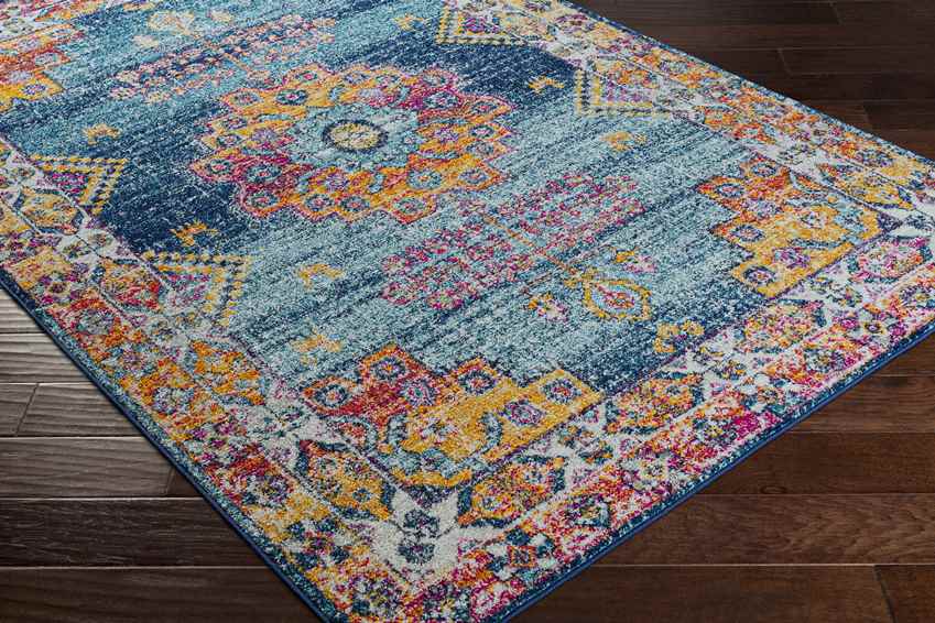 Halfmijl Traditional Navy Area Rug