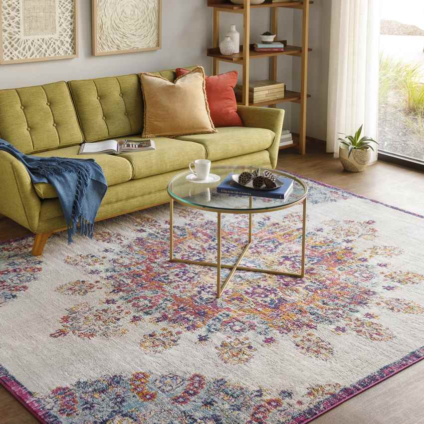 Hooghout Traditional Bright Pink Area Rug