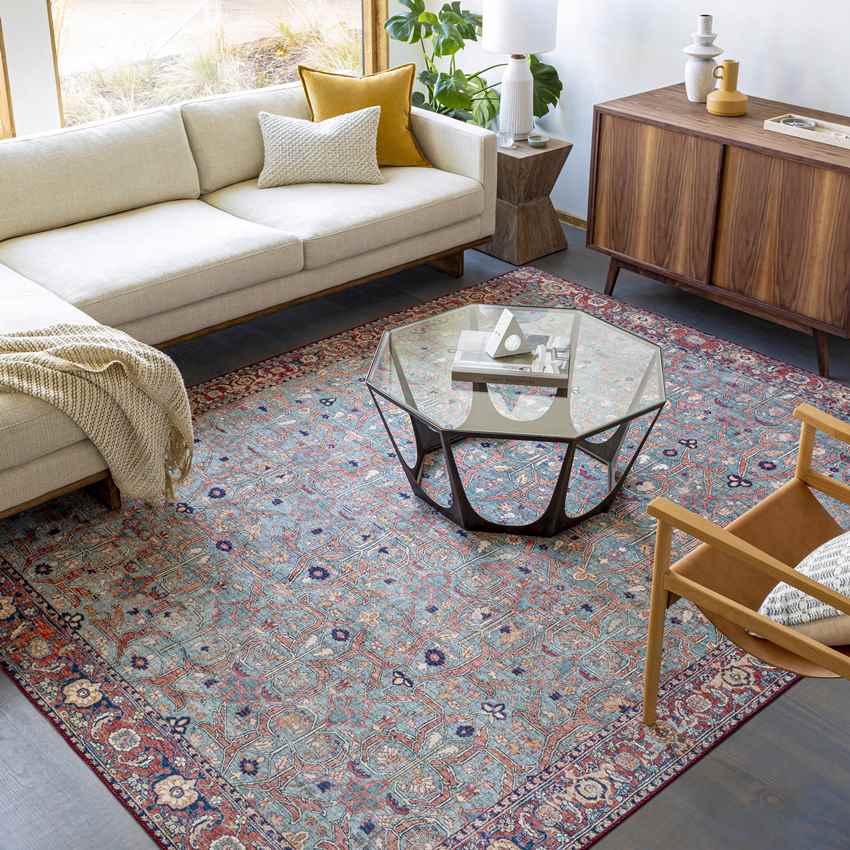 Luissel Traditional Brick Red Area Rug