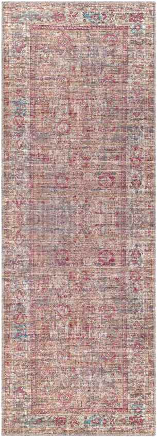 Mecca Traditional Dark Coral Washable Area Rug