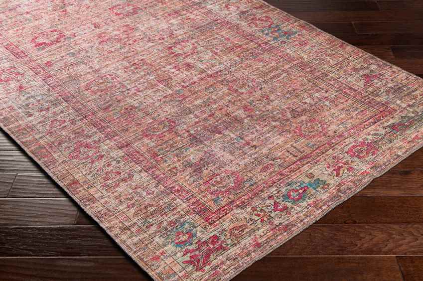 Mecca Traditional Dark Coral Washable Area Rug