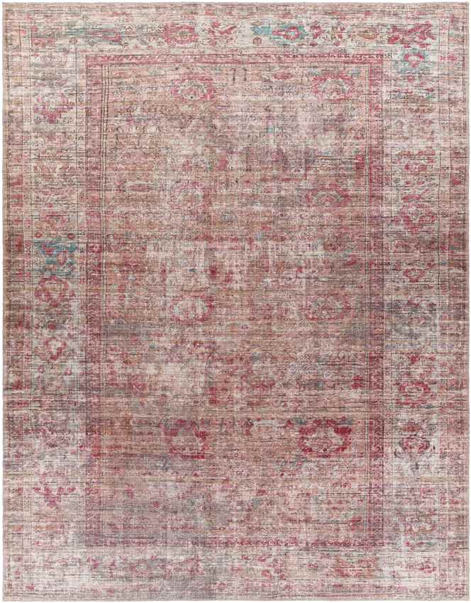Mecca Traditional Dark Coral Washable Area Rug