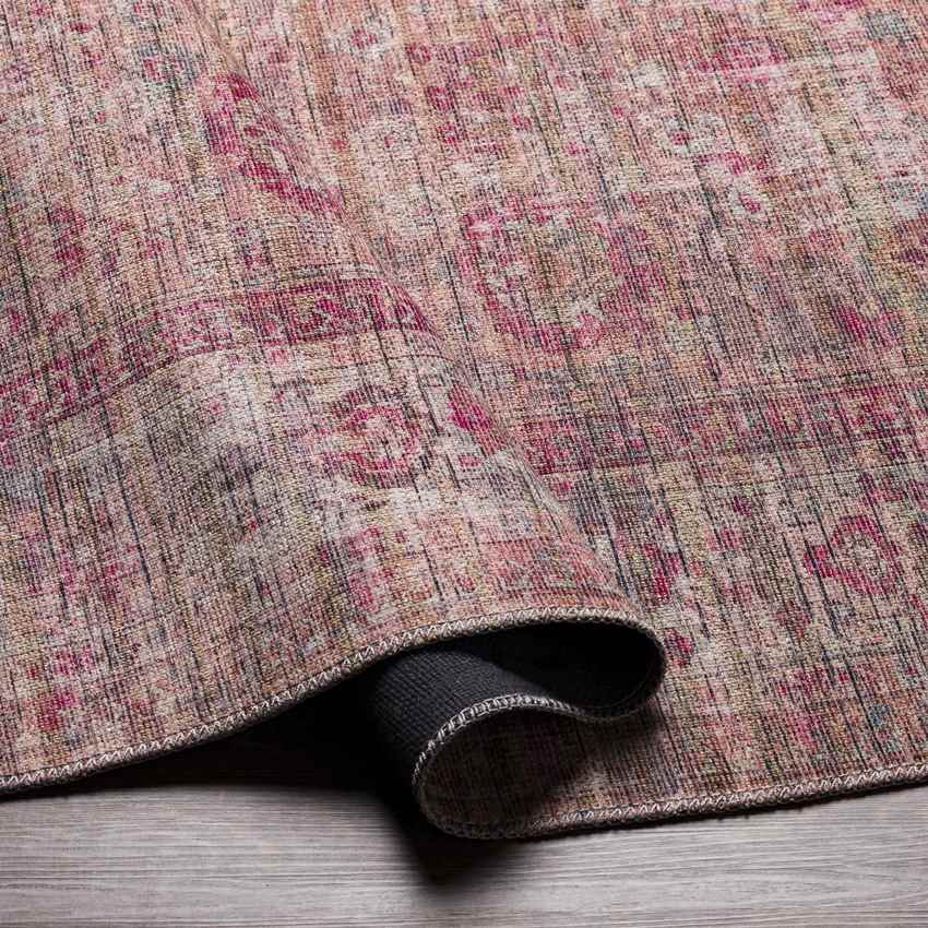 Mecca Traditional Dark Coral Washable Area Rug