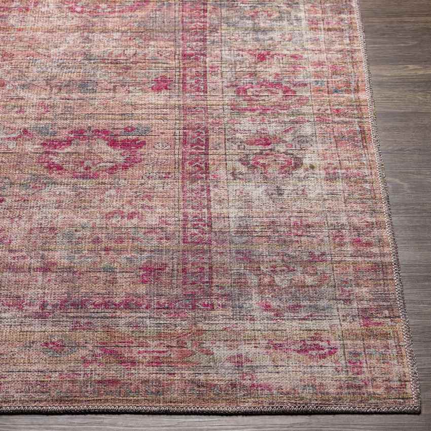 Mecca Traditional Dark Coral Washable Area Rug