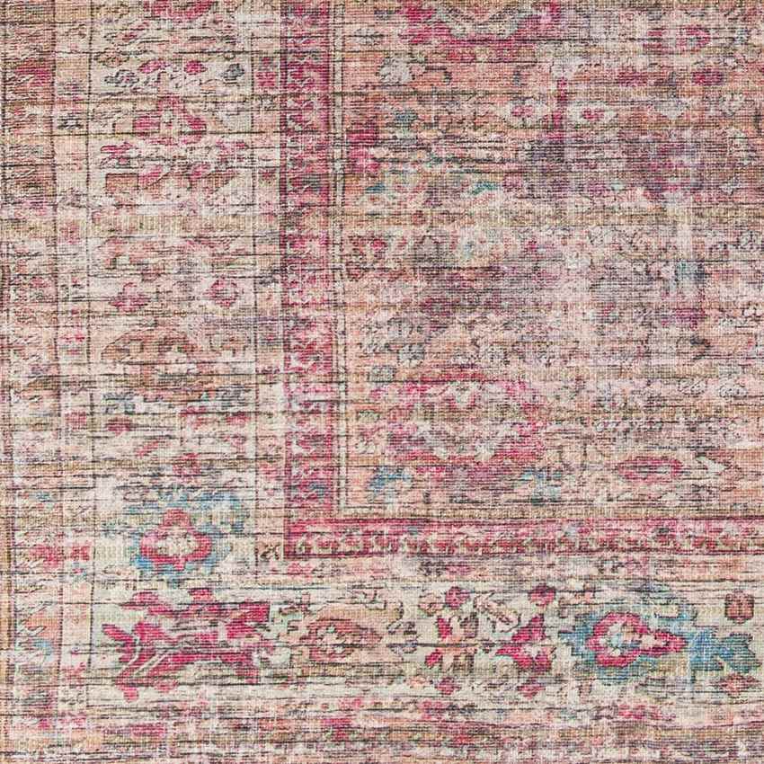 Mecca Traditional Dark Coral Washable Area Rug