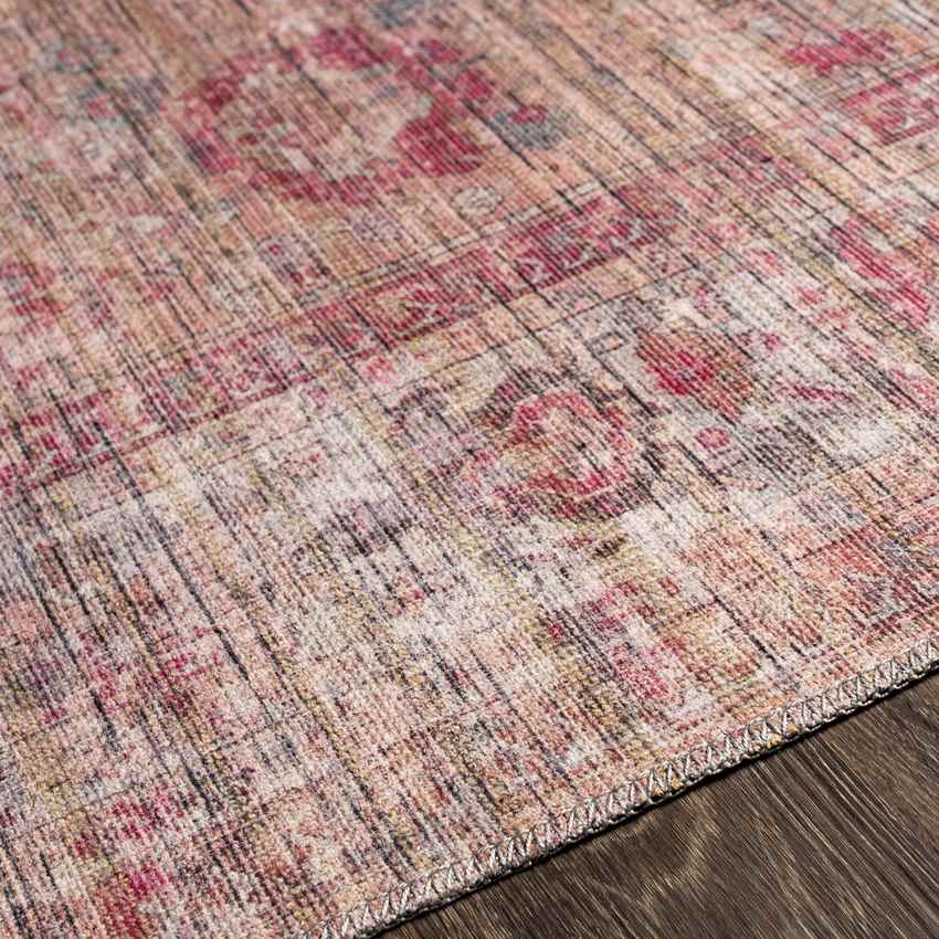 Mecca Traditional Dark Coral Washable Area Rug