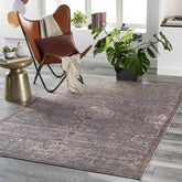 St John Traditional Brown Washable Area Rug