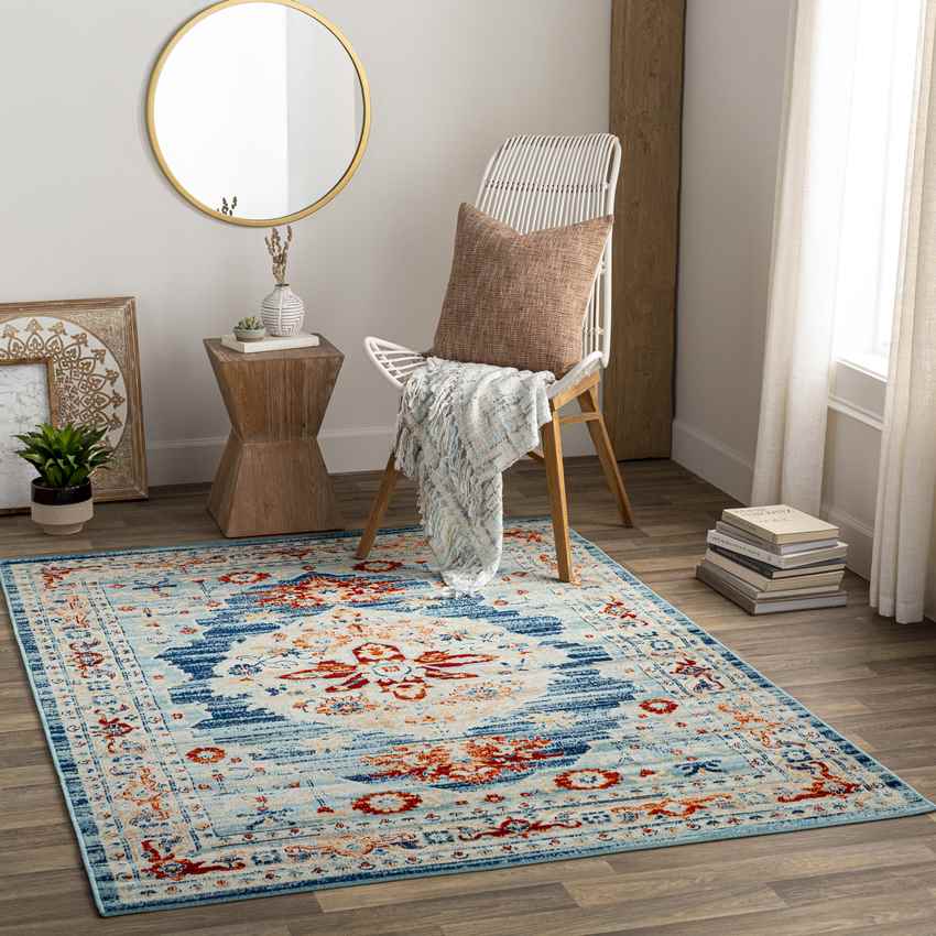 Burket Traditional Denim Area Rug