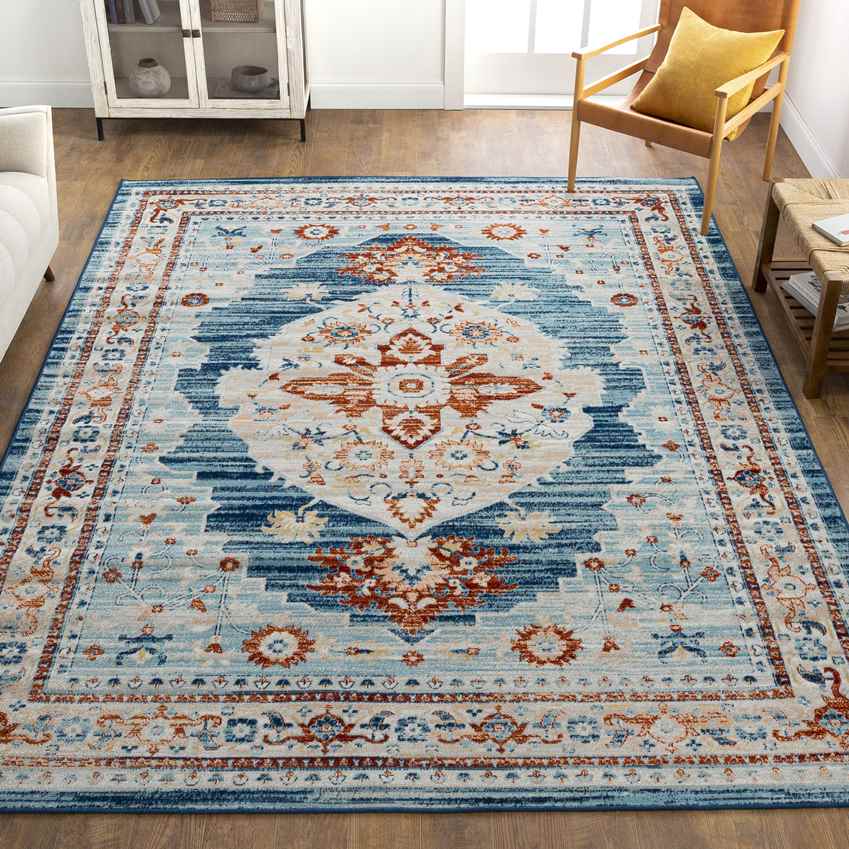 Burket Traditional Denim Area Rug
