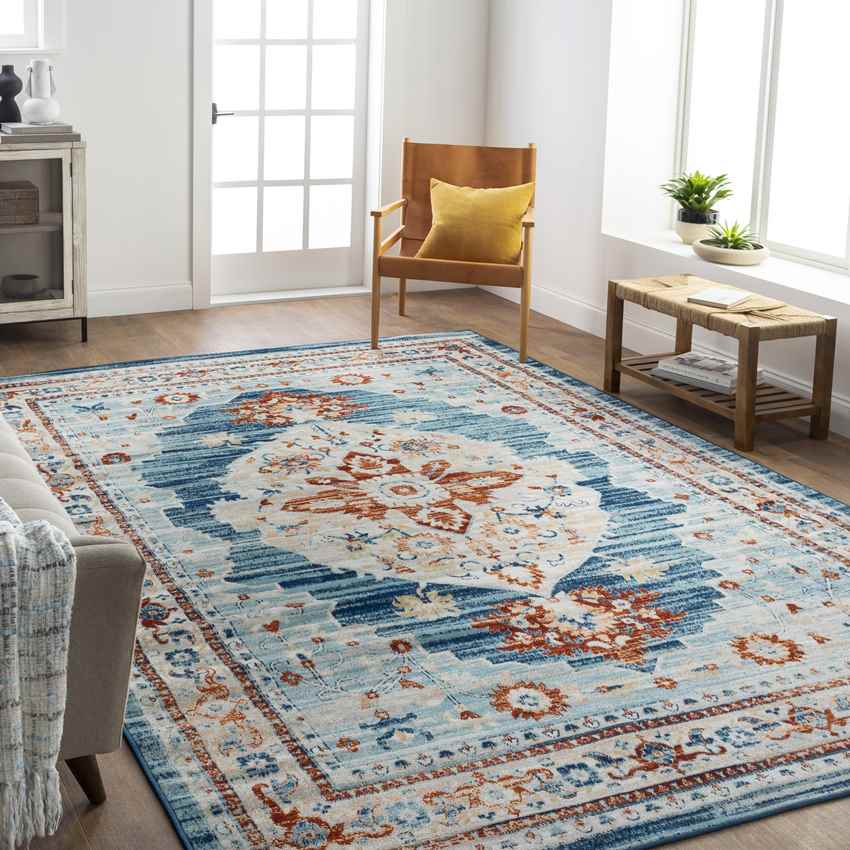 Burket Traditional Denim Area Rug