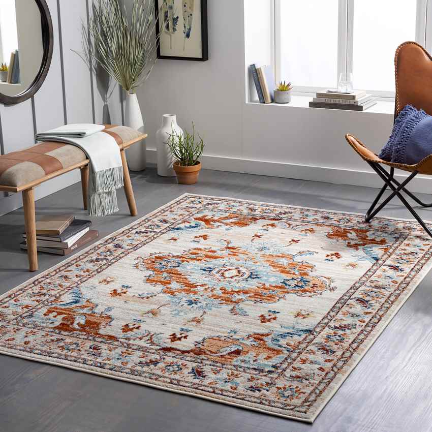 Mhilea Traditional Burnt Orange Area Rug