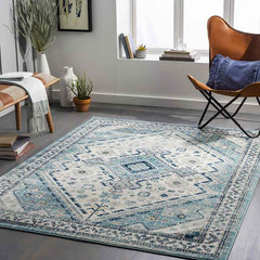 Earl Park Traditional Aqua Area Rug