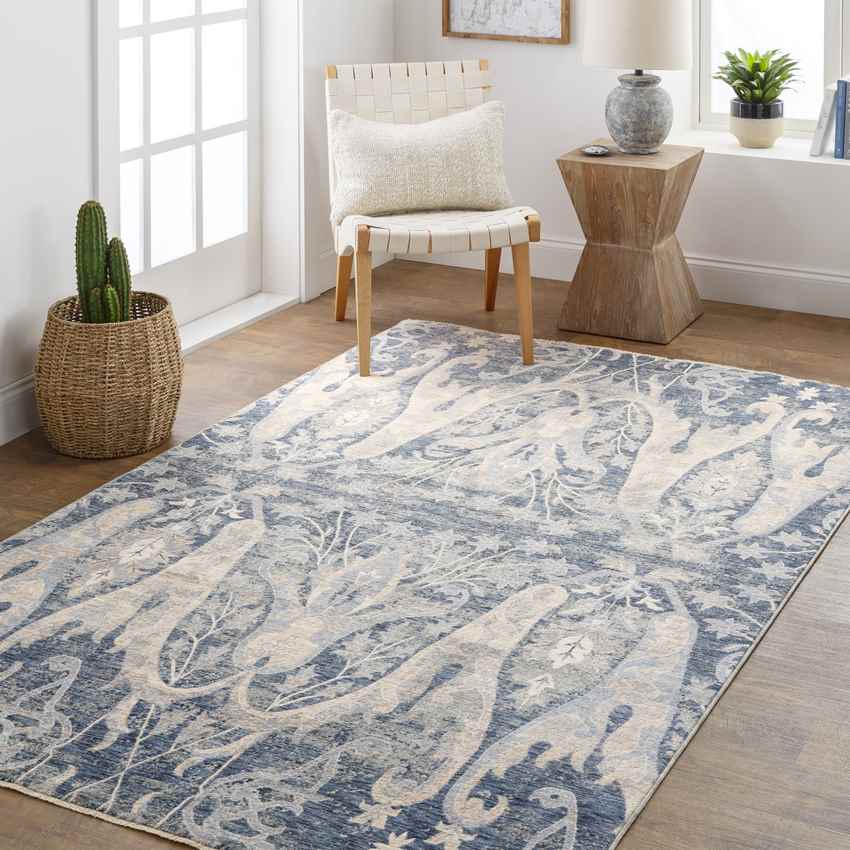 Volga Traditional Dark Blue Area Rug