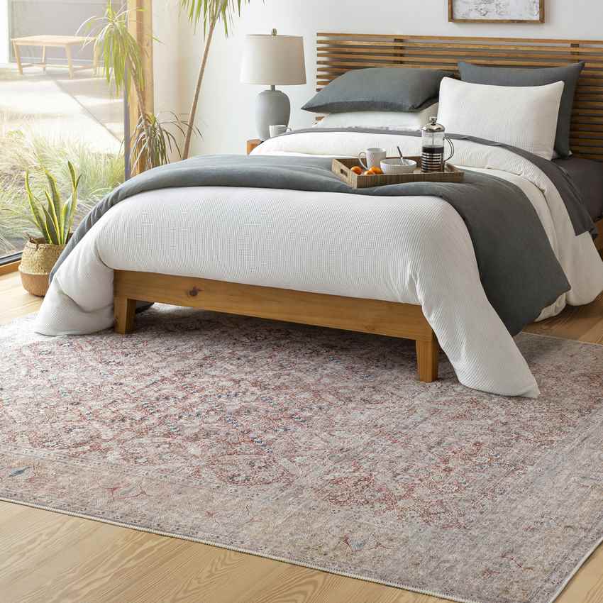 West Union Traditional Rust Washable Area Rug