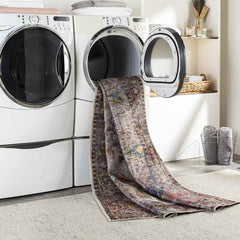 Whittemore Traditional Pink Washable Area Rug