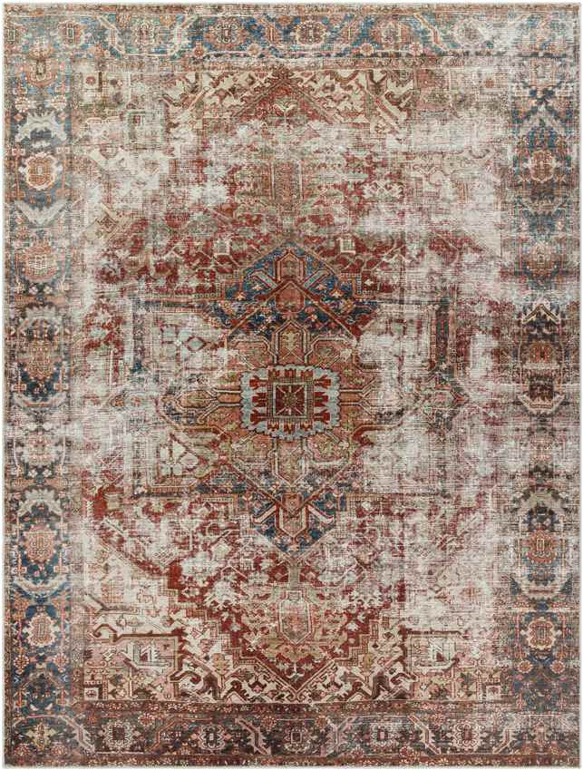 Lefkara Traditional Burgundy Washable Area Rug