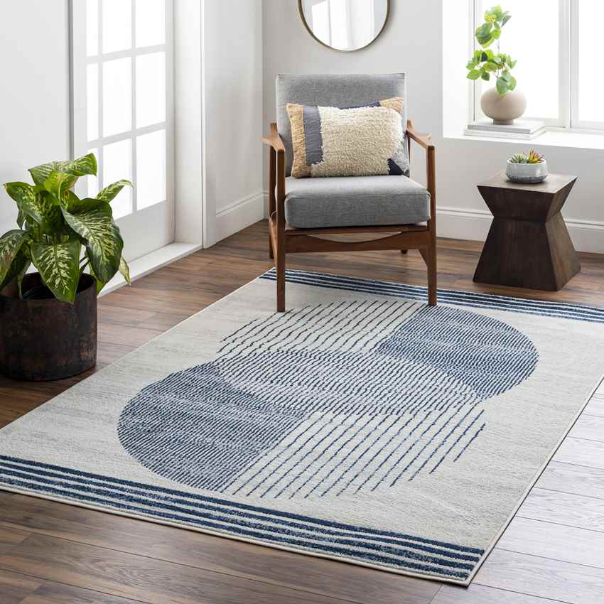 Lakin Modern Navy Blue Area Rug