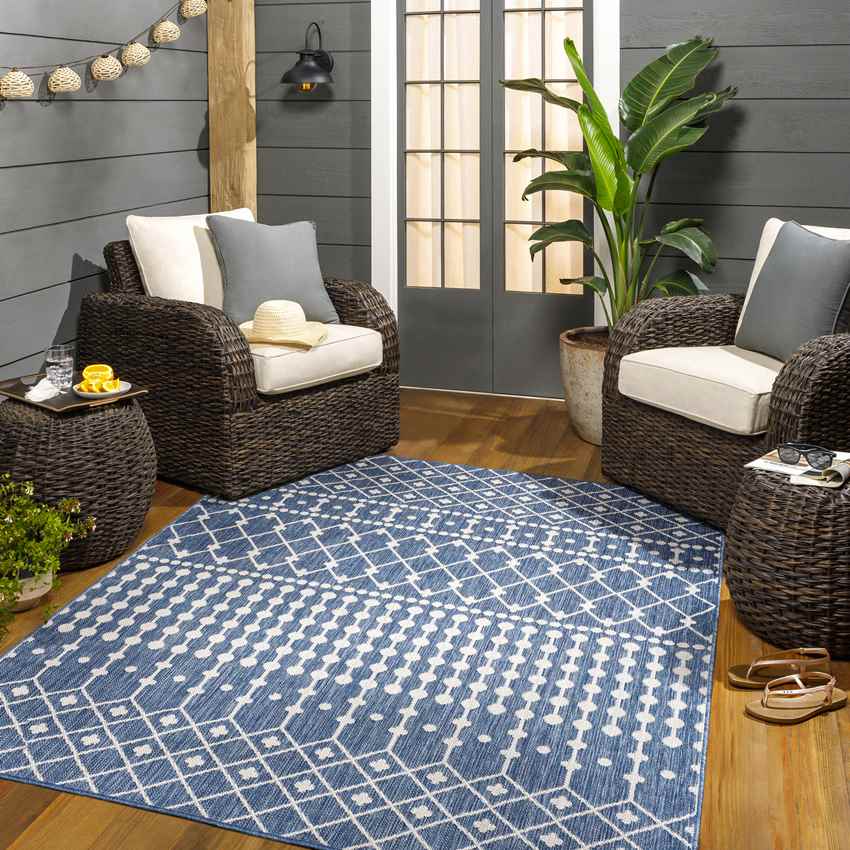 St Mary Global Navy/Off-White Area Rug