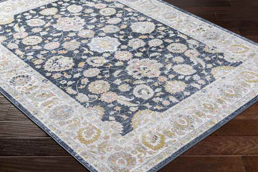 Tiffin Traditional Ink Blue Washable Area Rug
