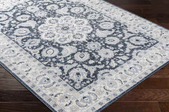 Trimble Traditional Ink Blue Washable Area Rug