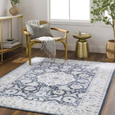 Trimble Traditional Ink Blue Washable Area Rug
