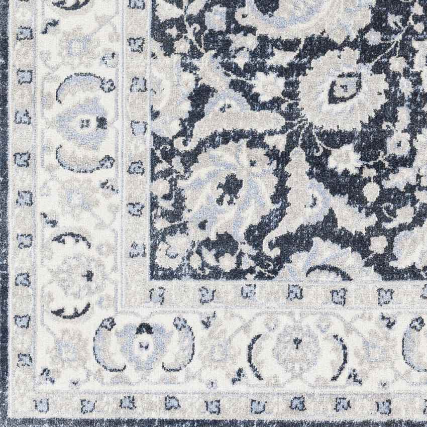 Trimble Traditional Ink Blue Washable Area Rug