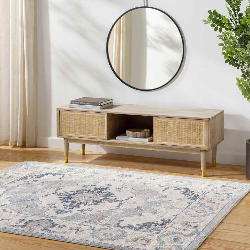 Warfield Traditional Light Gray Washable Area Rug