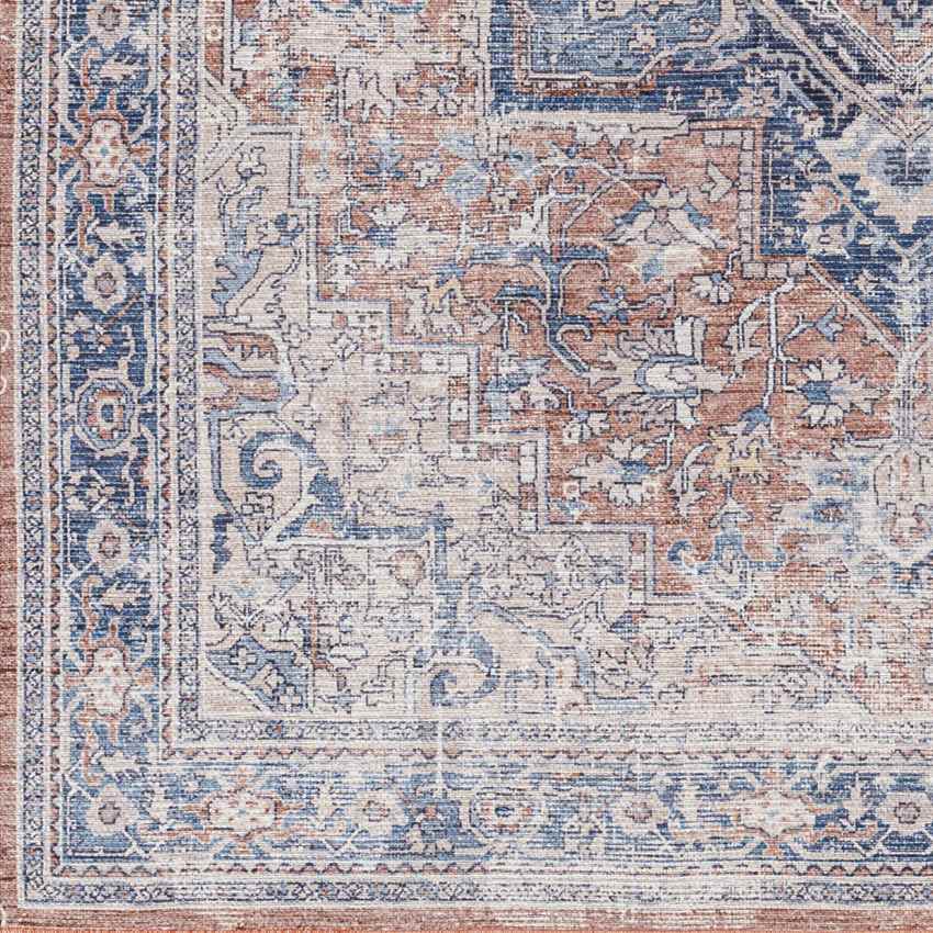 Worthville Traditional Rust Washable Area Rug