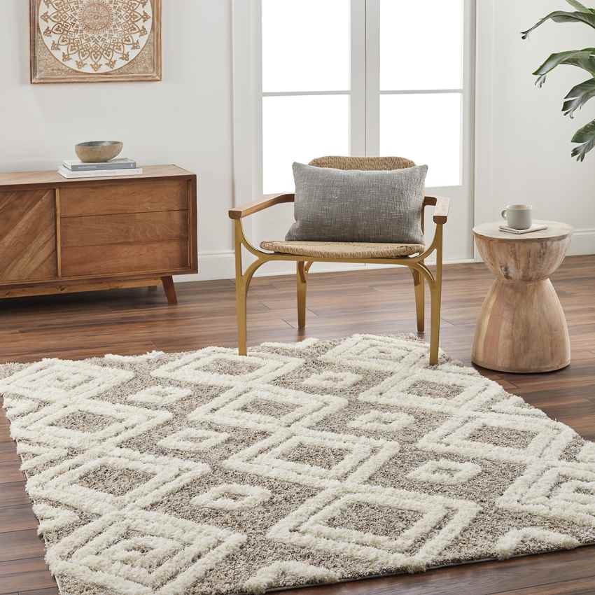 Hurstbourne Global Ivory/Brown Area Rug