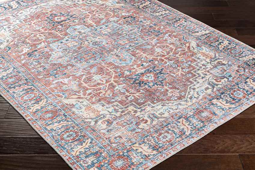 Lorin Traditional Rust Washable Area Rug