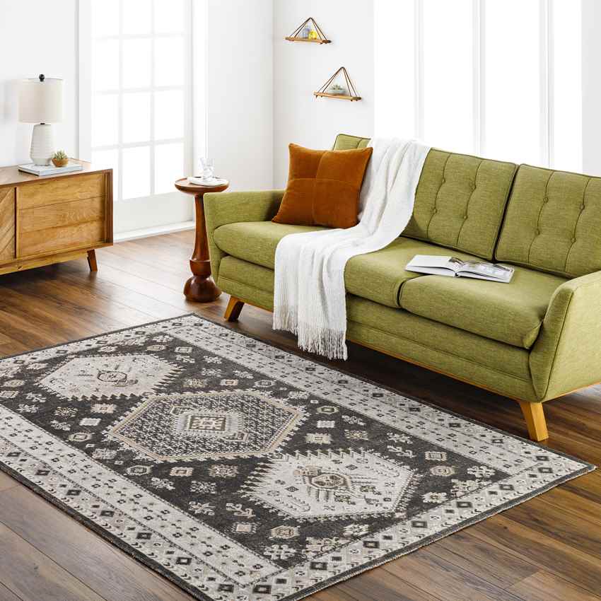 Kenja Traditional Medium Gray/Ivory Area Rug