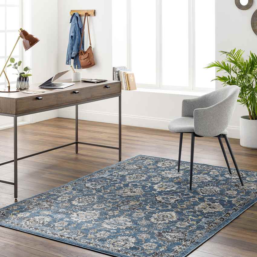 Feras Traditional Dark Teal Area Rug