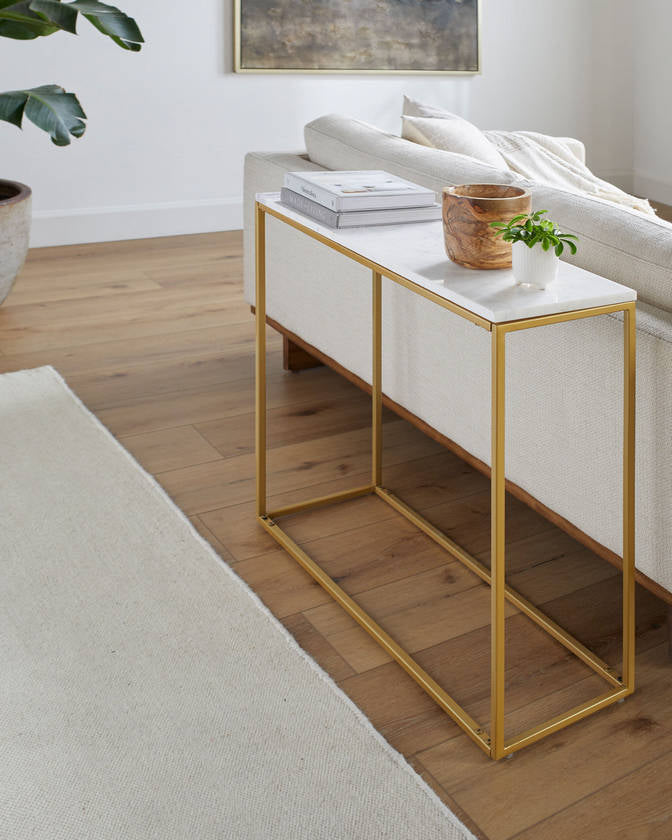 Miehikkala White/Gold Console Table
