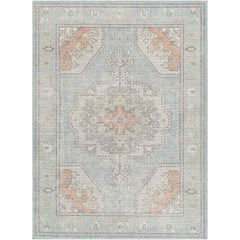 Doria Traditional Light Blue Washable Area Rug